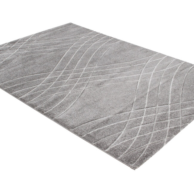 Dutch Lifestyle Carve Wave- PP / Katoen / Polyester - Vloerkleed - Grijs