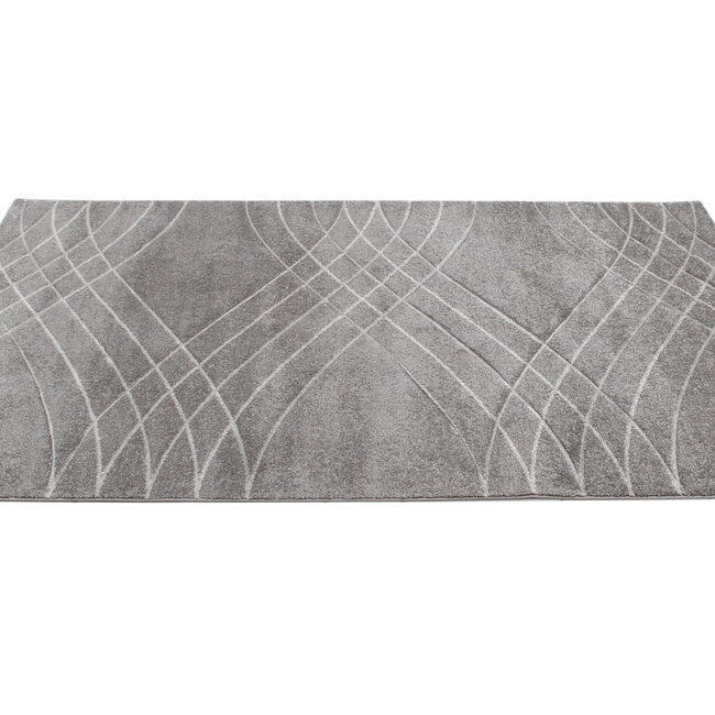 Dutch Lifestyle Carve Wave- PP / Katoen / Polyester - Vloerkleed - Grijs