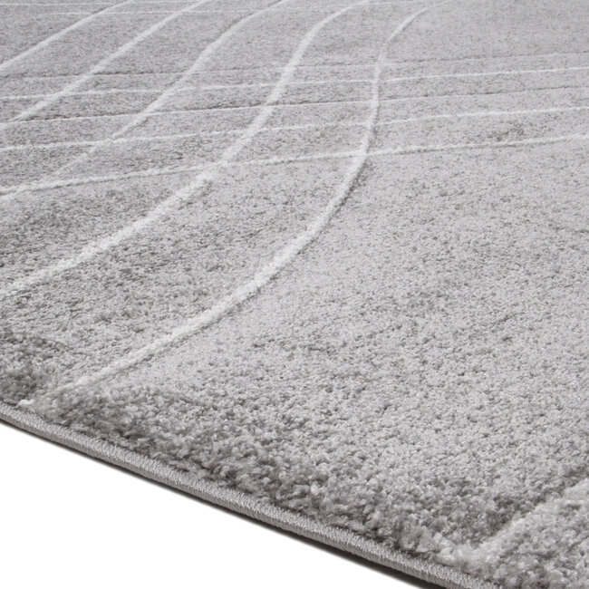 Dutch Lifestyle Carve Wave- PP / Katoen / Polyester - Vloerkleed - Grijs