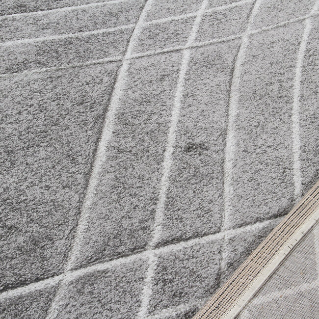 Dutch Lifestyle Carve Wave- PP / Katoen / Polyester - Vloerkleed - Grijs