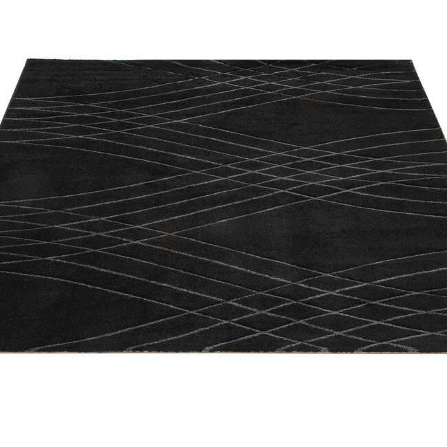Dutch Lifestyle Carve Wave- PP / Katoen / Polyester - Vloerkleed - Zwart