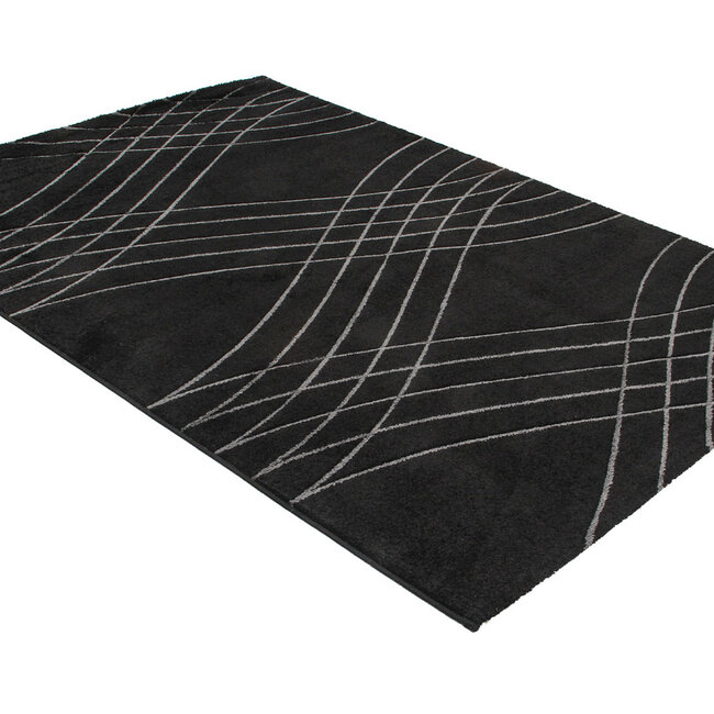 Dutch Lifestyle Carve Wave- PP / Katoen / Polyester - Vloerkleed - Zwart