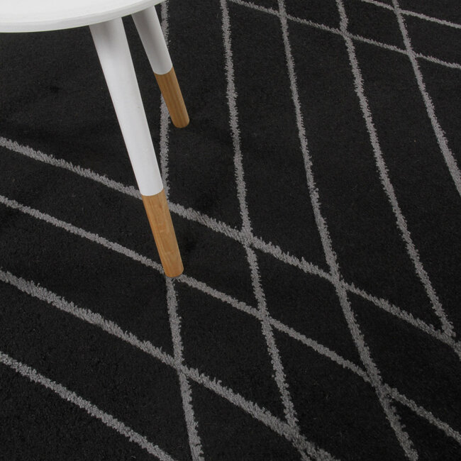 Dutch Lifestyle Carve Wave- PP / Katoen / Polyester - Vloerkleed - Zwart