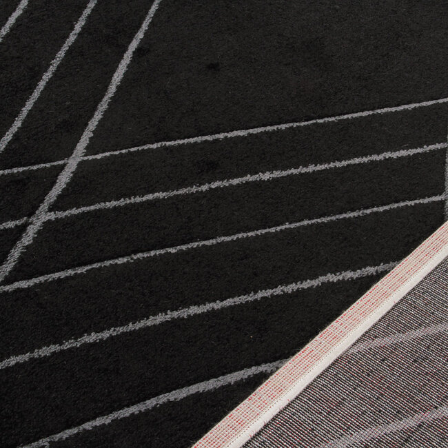 Dutch Lifestyle Carve Wave- PP / Katoen / Polyester - Vloerkleed - Zwart