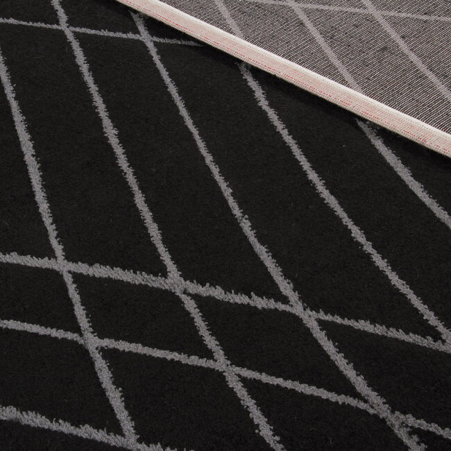 Dutch Lifestyle Carve Wave- PP / Katoen / Polyester - Vloerkleed - Zwart