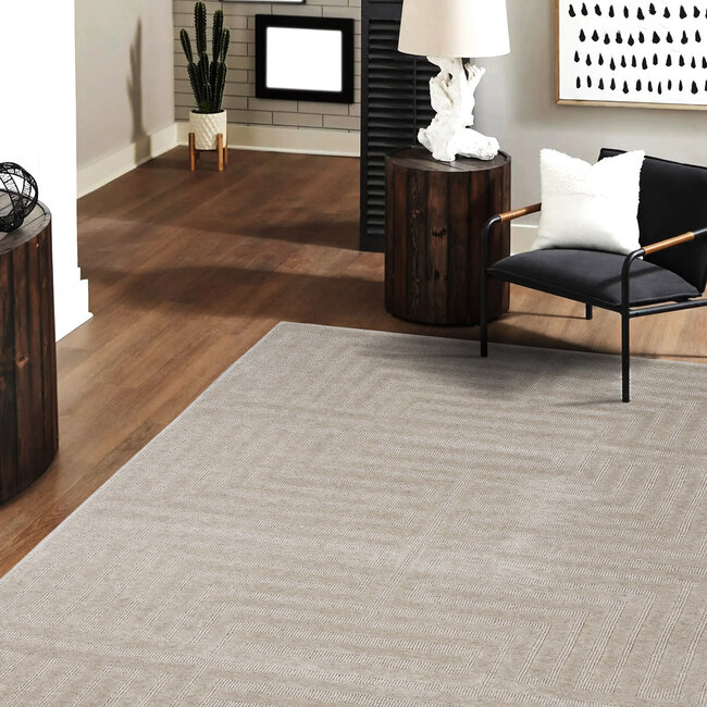 Dutch Lifestyle Clay 1 - Wol/katoen - Vloerkleed - Beige