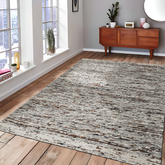 Dutch Lifestyle Flawless Grijs/bruin - Wol - Vloerkleed - Grijs/bruin