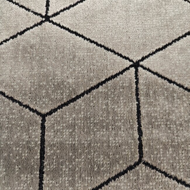 Dutch Lifestyle Kubus Zilver/Zwart - Viscose/katoen - Vloerkleed - Zilver/Zwart