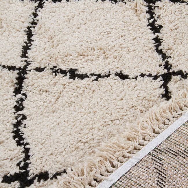 Dutch Lifestyle Tribe A - PP/Jute - Vloerkleed - Zwart-wit