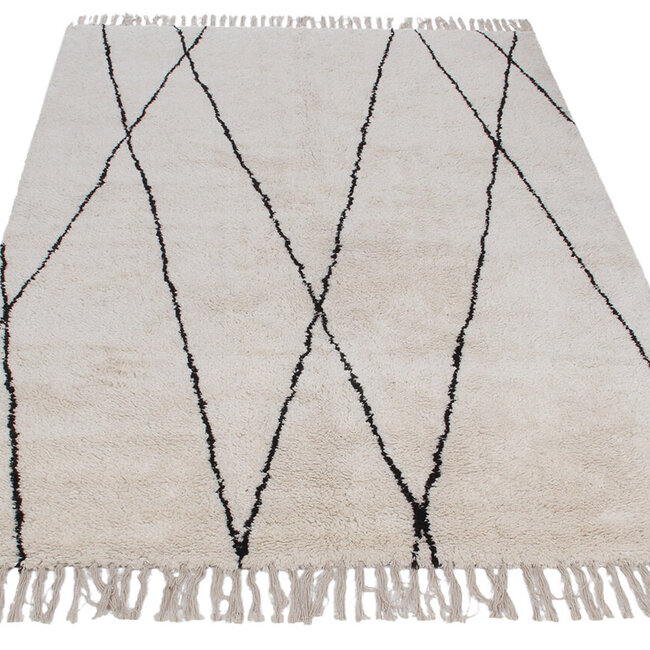 Dutch Lifestyle Cotton Berber 6- Katoen - Vloerkleed - Wit-zwart