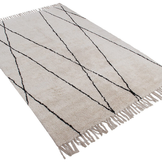 Dutch Lifestyle Cotton Berber 6- Katoen - Vloerkleed - Wit-zwart