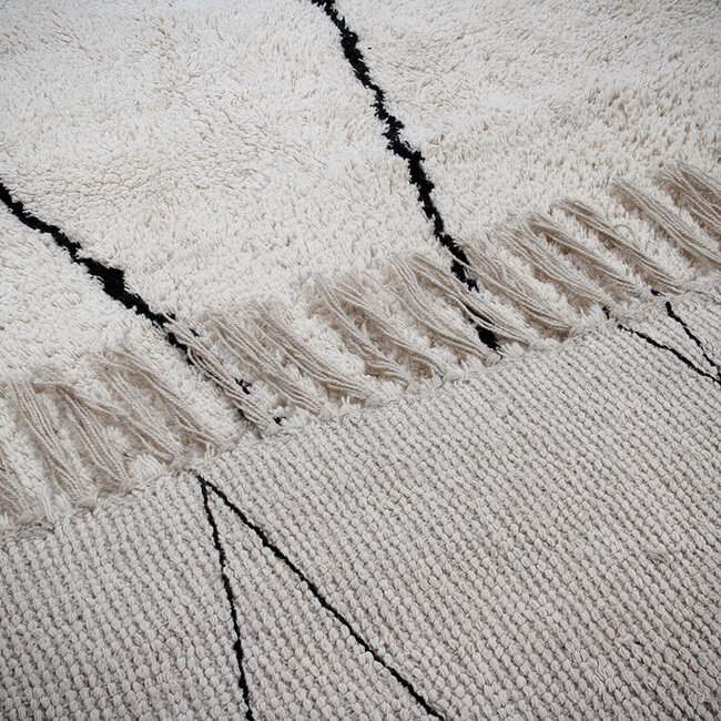 Dutch Lifestyle Cotton Berber 6- Katoen - Vloerkleed - Wit-zwart