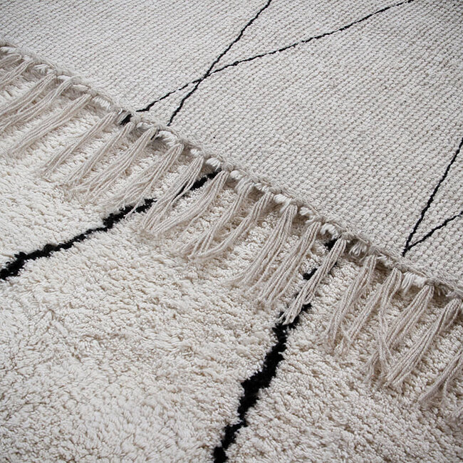 Dutch Lifestyle Cotton Berber 6- Katoen - Vloerkleed - Wit-zwart