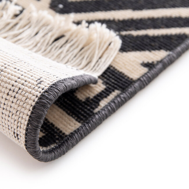 Dutch Lifestyle Manisa Beige/zwart - Polypropyleen/Katoen/Polyester - Vloerkleed - Beige/zwart