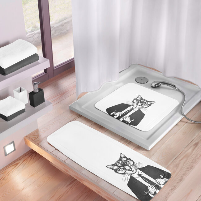 Kleine Wolke Kleine Wolke antislip douchemat Kalli 55x55 cm (zwart/wit)