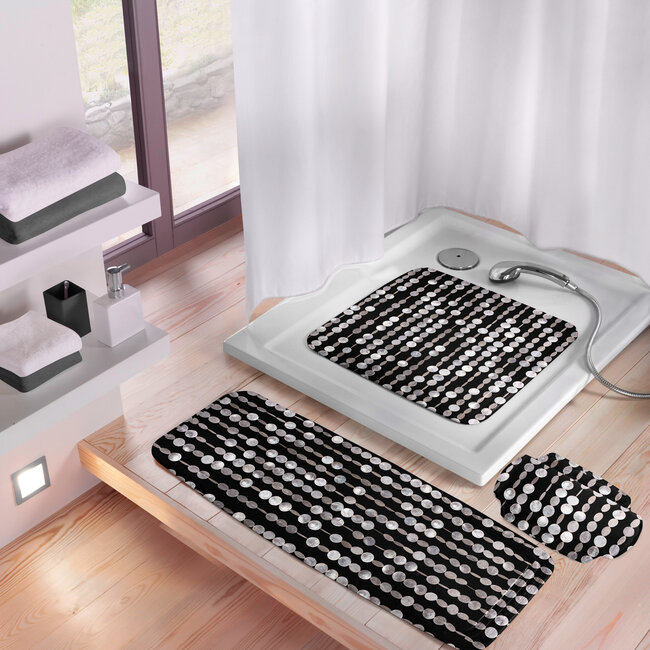 Kleine Wolke Kleine Wolke antislip badmat Perla 36x92 cm (zwart)