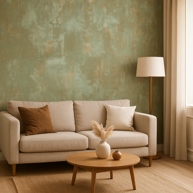 Dutch Wallcoverings Textured Plains beton groen/beige - vliesbehang - 10m x 53cm - TP1010