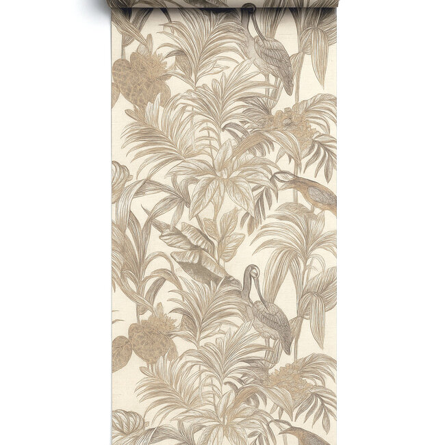 Dutch Wallcoverings Wallstitch bird of paradise cream - vliesbehang - 10m x 53cm - DE120012