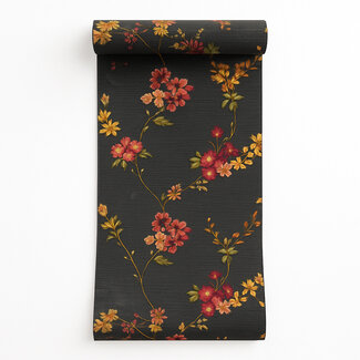 Dutch Wallcoverings Vliesbehang - Fabric Touch flower black - FT221214