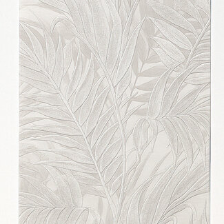 Dutch Wallcoverings Vliesbehang - Grace Tropical palm leaf silver - GR322101