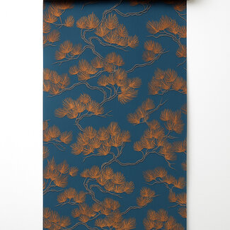 Dutch Wallcoverings Vliesbehang - Wall Fabric pine tree blue  - WF121017