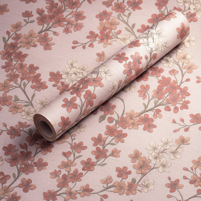 Dutch Wallcoverings Duch Wallcoverings - Grace Cherry blossom blush - vliesbehang - 10m x 53cm - GR322204