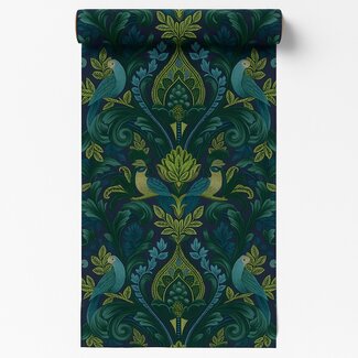 Dutch Wallcoverings Vliesbehang - Arcadia- Opulent Damask blw/groen - A67802