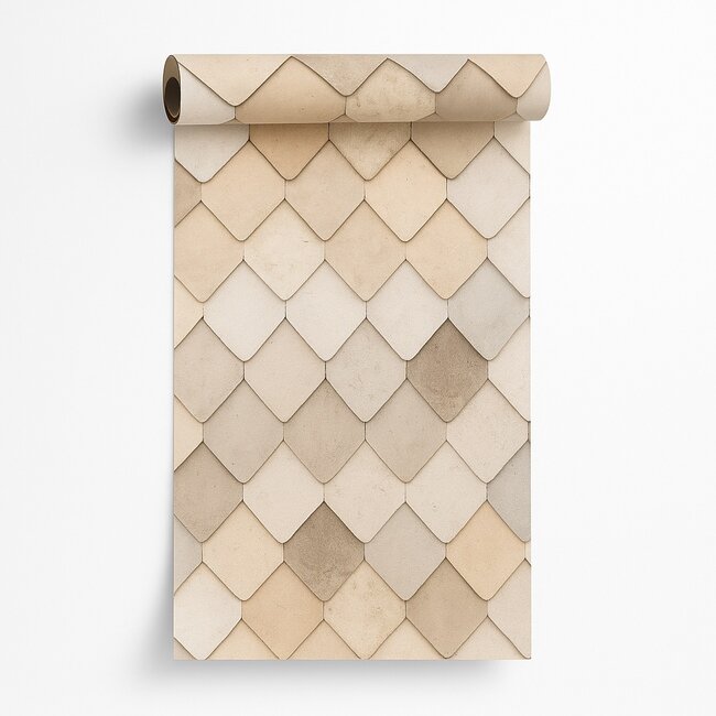 Dutch Wallcoverings Dutch Wallcoverings - Artifice- tegels beige - Vliesbehang - 10m x 53cm - M760-07