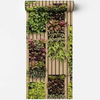 Dutch Wallcoverings Vliesbehang - Artifice- planken/planten beige/groen - M794-04