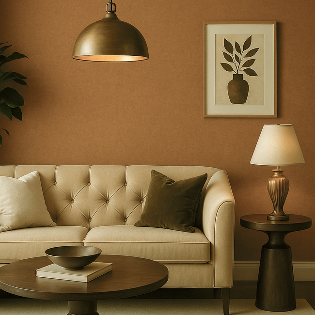 Dutch Wallcoverings Dutch Wallcoverings - Linen & Textures - uni browngold - Vliesbehang - 10m x 53cm - TT10009