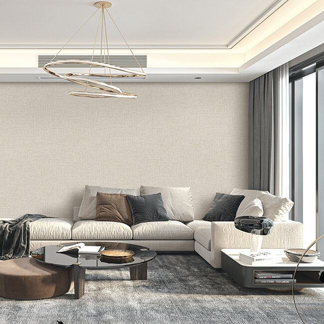 Dutch Wallcoverings Dutch Wallcoverings - Renaissance - Natural Weave Cream/Green  - Vliesbehang - 10m x 53cm - RE521043