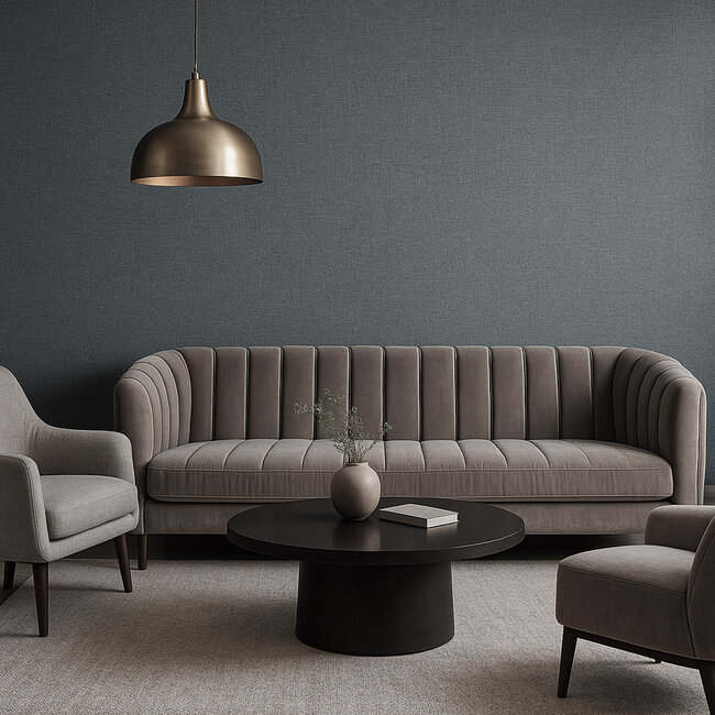 Dutch Wallcoverings Dutch Wallcoverings - Renaissance - Natural Weave Charcoal - Vliesbehang - 10m x 53cm - RE521046