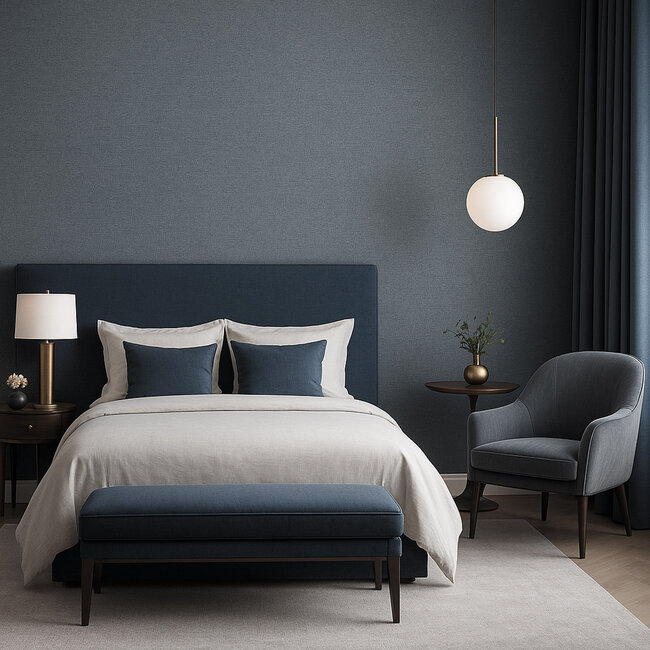 Dutch Wallcoverings Dutch Wallcoverings - Renaissance - Natural Weave Charcoal - Vliesbehang - 10m x 53cm - RE521046