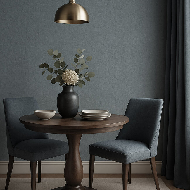 Dutch Wallcoverings Dutch Wallcoverings - Renaissance - Natural Weave Charcoal - Vliesbehang - 10m x 53cm - RE521046