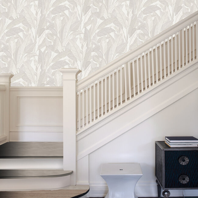 Dutch Wallcoverings Dutch Wallcoverings - Renaissance - Leaves White - Vliesbehang - 10m x 53cm - RE521051