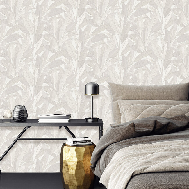 Dutch Wallcoverings Dutch Wallcoverings - Renaissance - Leaves White - Vliesbehang - 10m x 53cm - RE521051