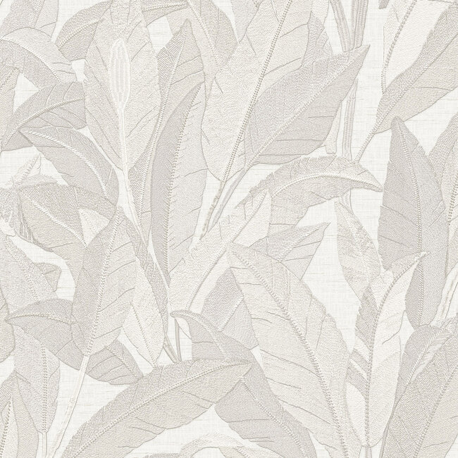 Dutch Wallcoverings Dutch Wallcoverings - Renaissance - Leaves White - Vliesbehang - 10m x 53cm - RE521051