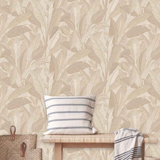 Dutch Wallcoverings Dutch Wallcoverings - Renaissance - Leaves Beige  - Vliesbehang - 10m x 53cm - RE521052