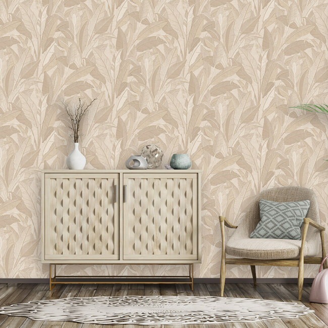 Dutch Wallcoverings Dutch Wallcoverings - Renaissance - Leaves Beige  - Vliesbehang - 10m x 53cm - RE521052