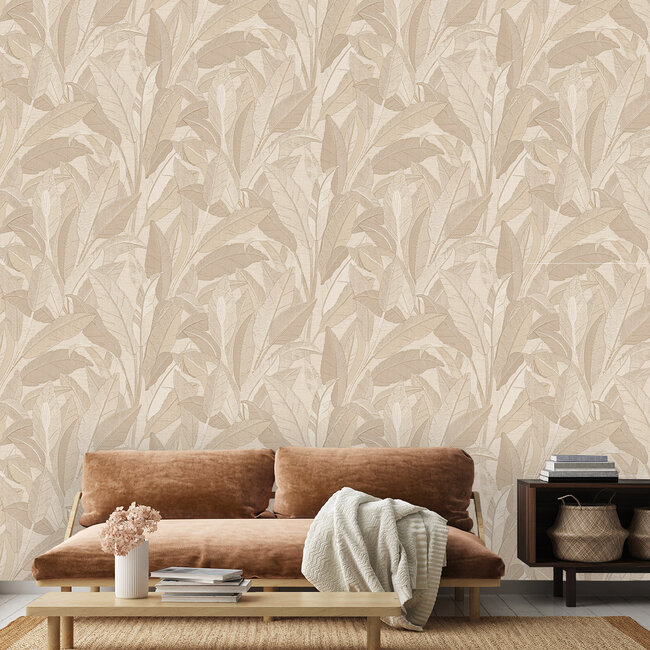 Dutch Wallcoverings Dutch Wallcoverings - Renaissance - Leaves Beige  - Vliesbehang - 10m x 53cm - RE521052