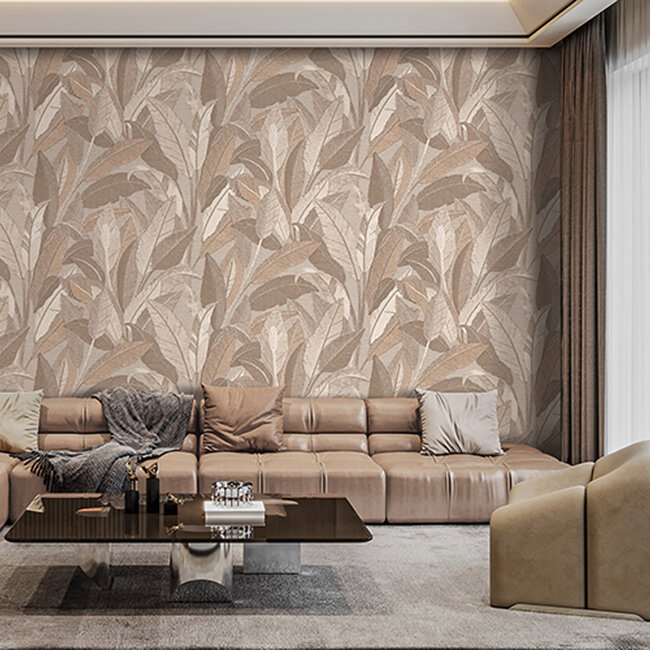 Dutch Wallcoverings Dutch Wallcoverings - Renaissance - Leaves Taupe - Vliesbehang - 10m x 53cm - RE521053