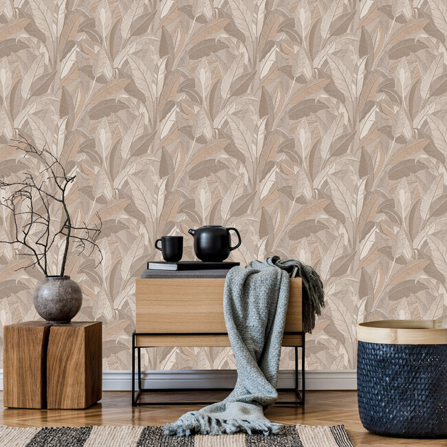 Dutch Wallcoverings Dutch Wallcoverings - Renaissance - Leaves Taupe - Vliesbehang - 10m x 53cm - RE521053