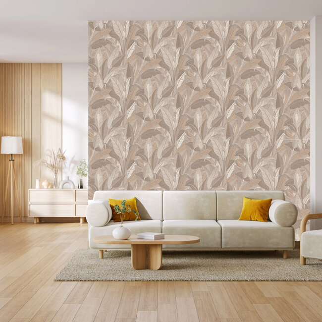 Dutch Wallcoverings Dutch Wallcoverings - Renaissance - Leaves Taupe - Vliesbehang - 10m x 53cm - RE521053