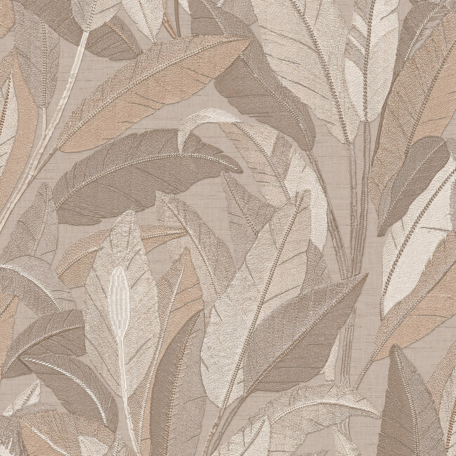 Dutch Wallcoverings Dutch Wallcoverings - Renaissance - Leaves Taupe - Vliesbehang - 10m x 53cm - RE521053