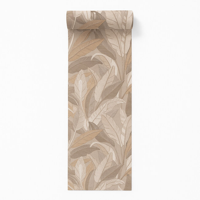 Dutch Wallcoverings Dutch Wallcoverings - Renaissance - Leaves Taupe - Vliesbehang - 10m x 53cm - RE521053