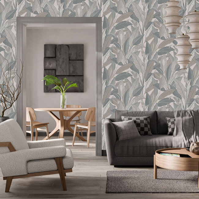 Dutch Wallcoverings Dutch Wallcoverings - Renaissance - Leaves Grey - Vliesbehang - 10m x 53cm - RE521054