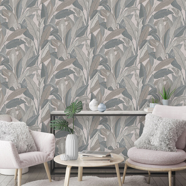 Dutch Wallcoverings Dutch Wallcoverings - Renaissance - Leaves Grey - Vliesbehang - 10m x 53cm - RE521054