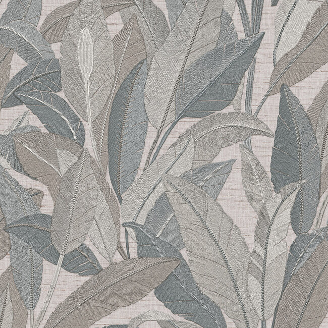 Dutch Wallcoverings Dutch Wallcoverings - Renaissance - Leaves Grey - Vliesbehang - 10m x 53cm - RE521054