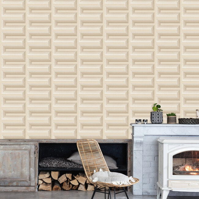 Dutch Wallcoverings Dutch Wallcoverings - Renaissance - Grecian Key Beige - Vliesbehang - 10m x 53cm - RE521072
