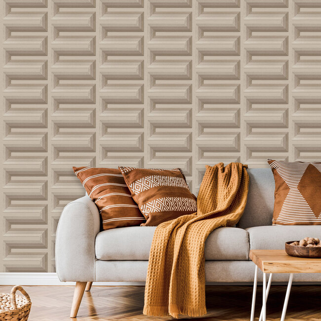 Dutch Wallcoverings Dutch Wallcoverings - Renaissance - Grecian Key Taupe - Vliesbehang - 10m x 53cm - RE521074